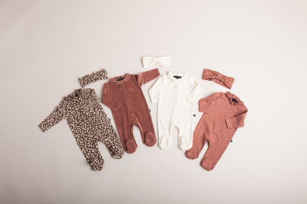 House of Jamie: Frill Babysuit - Rosewood Leopard