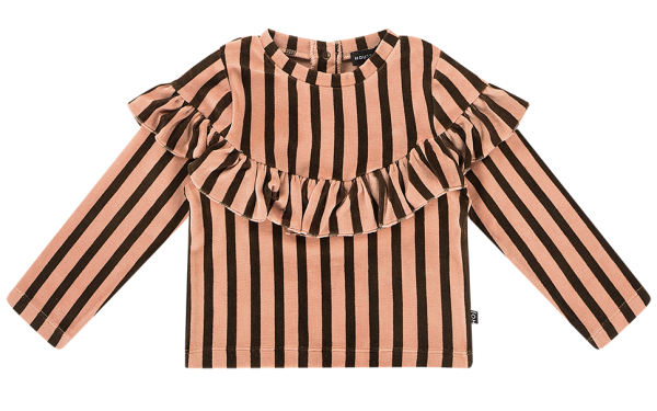 House of Jamie: Volant Sweater - Blush & Choco Stripes Velvet