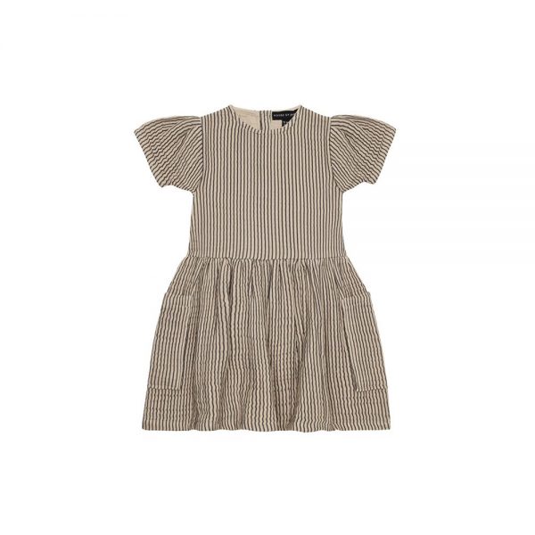 House of Jamie: Relaxed Pocket Dress - Charcoal Sheer Stripes