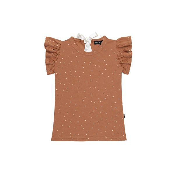 House of Jamie: Ruffled Tee - Burnt Ginger Dots