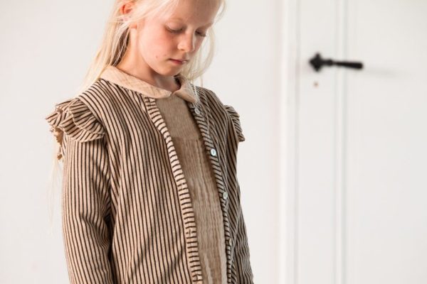 House of Jamie: Girls Cardigan – Charcoal Sheer Stripes
